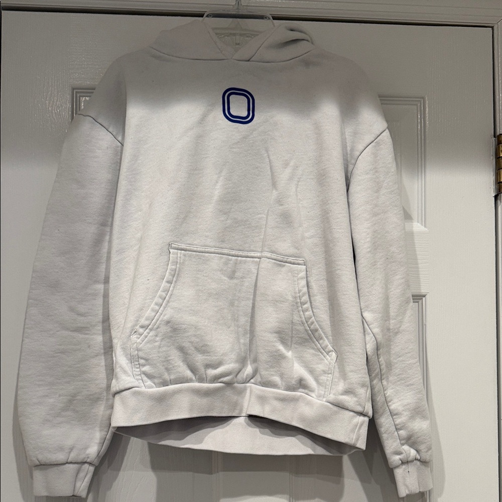 White Overtime Hoodie with Blue Logo